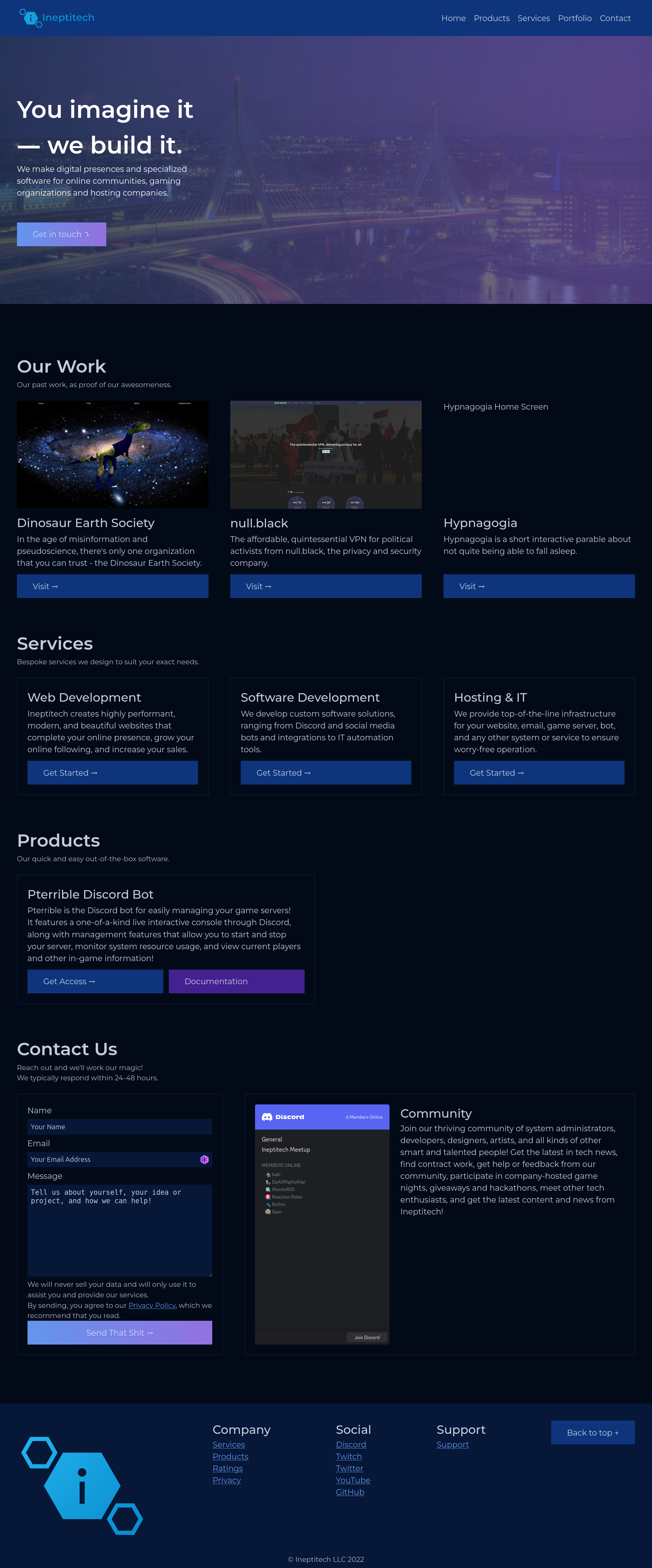 The redesigned null.black home page