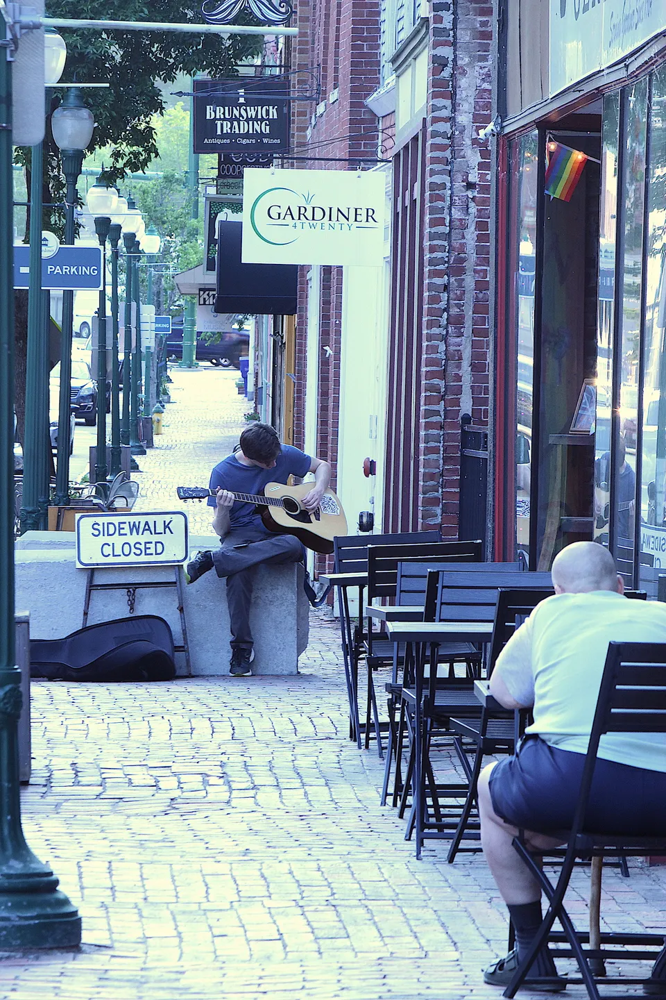 Me performing in downtown Gardiner, ME